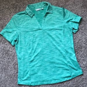 Lady Hagen, L, green golf polo